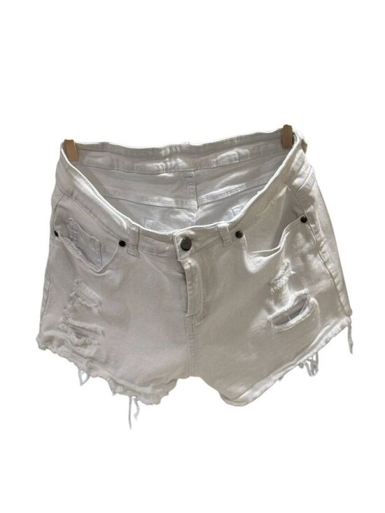 Pants - High Rise White Denim Jean Shorts Y2K